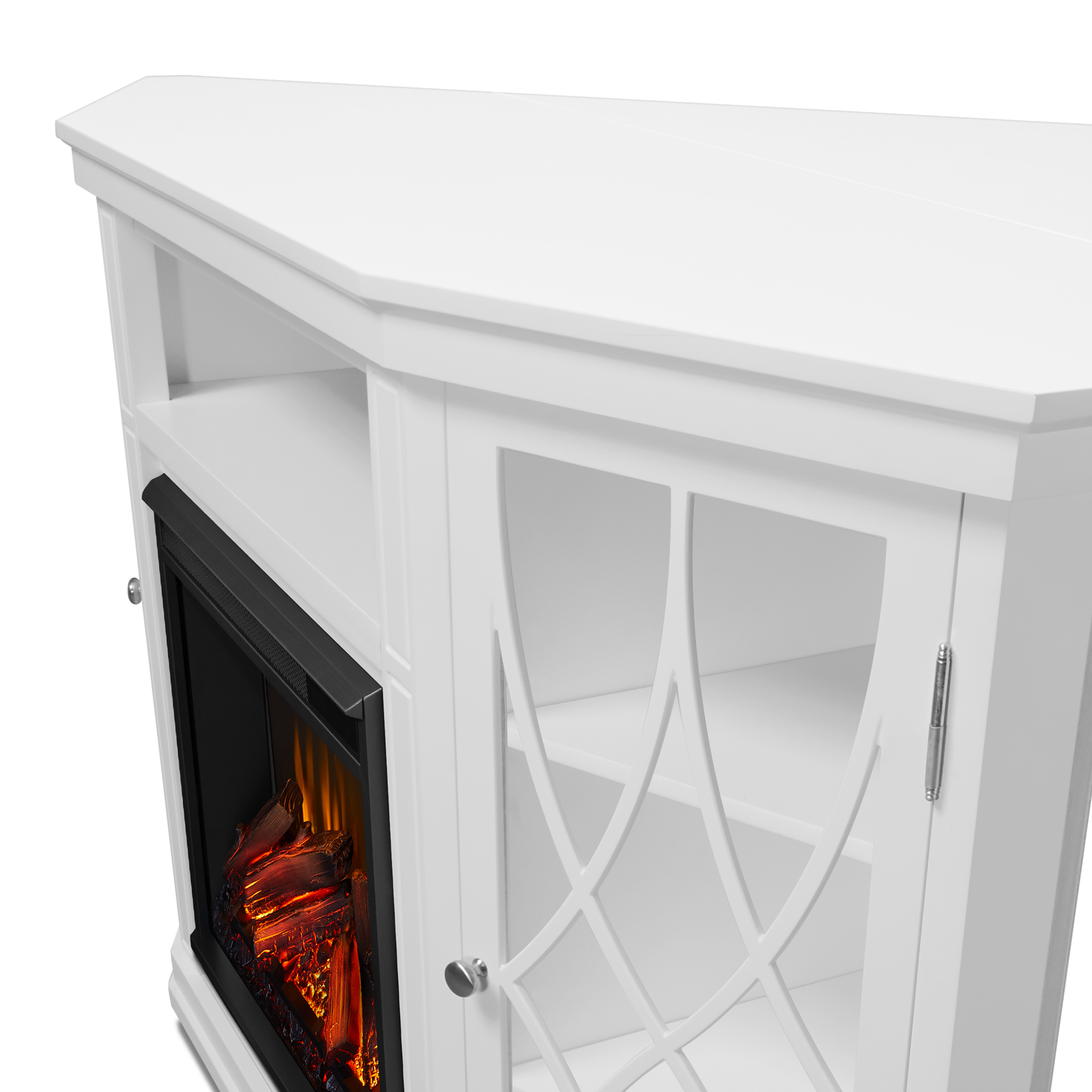White Electric Fireplace Frame Details