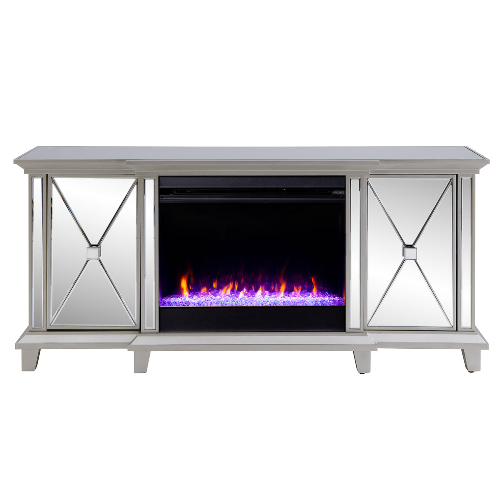 58" Toppington Mirrored Fireplace Media Console