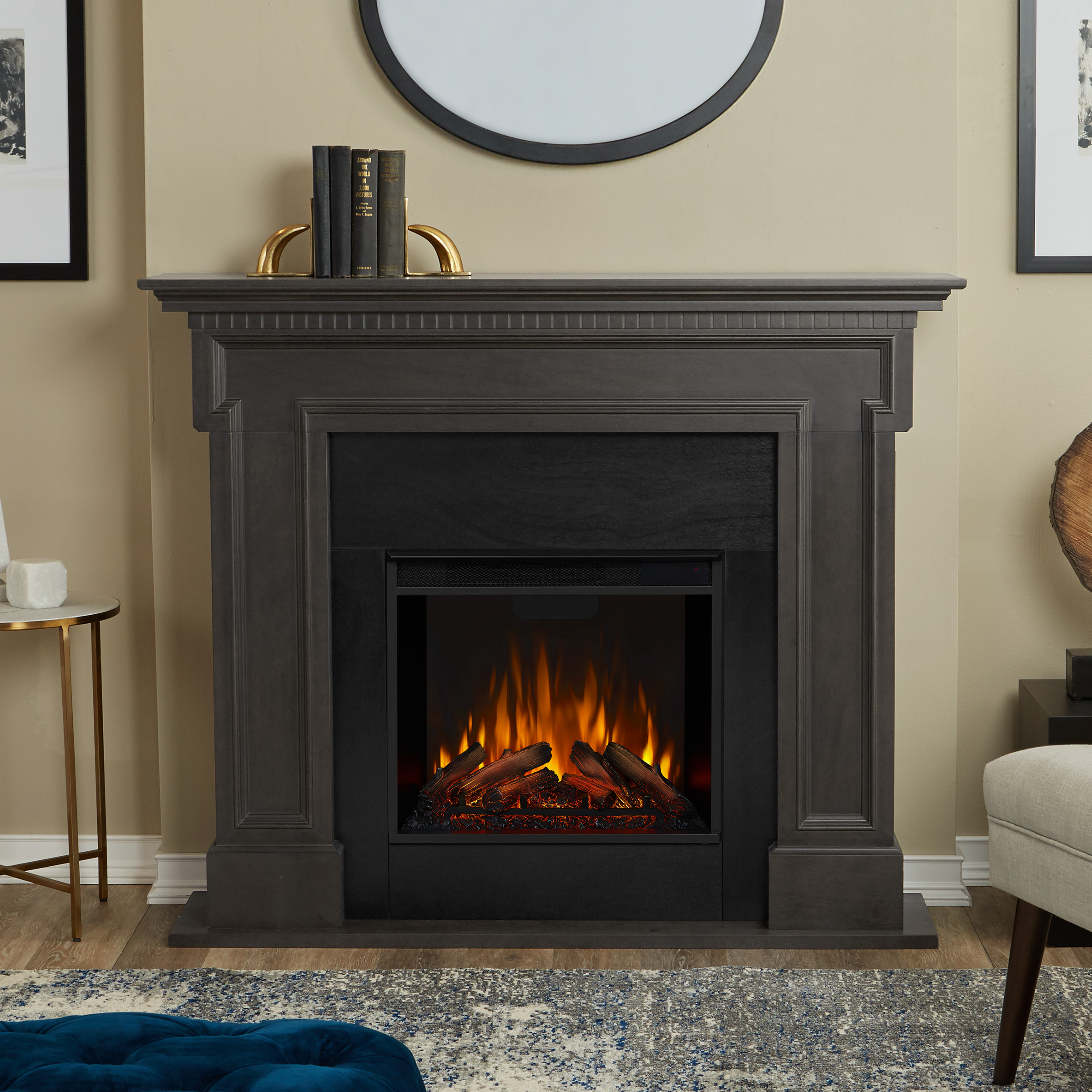Gray Electric Fireplace