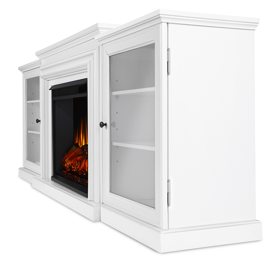 White Electric Fireplace Side Angle