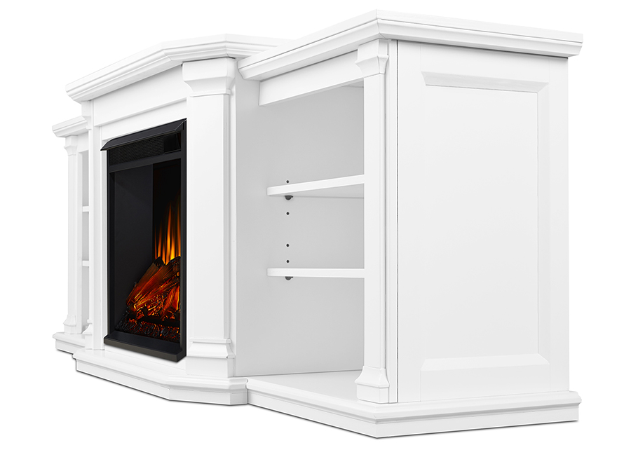 White Electric Fireplace Side Angle