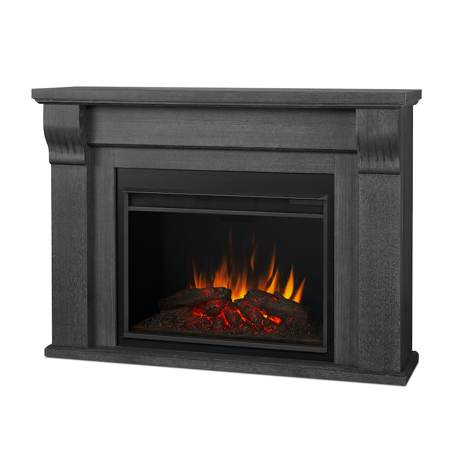 Antique Gray Electric Fireplace Angle