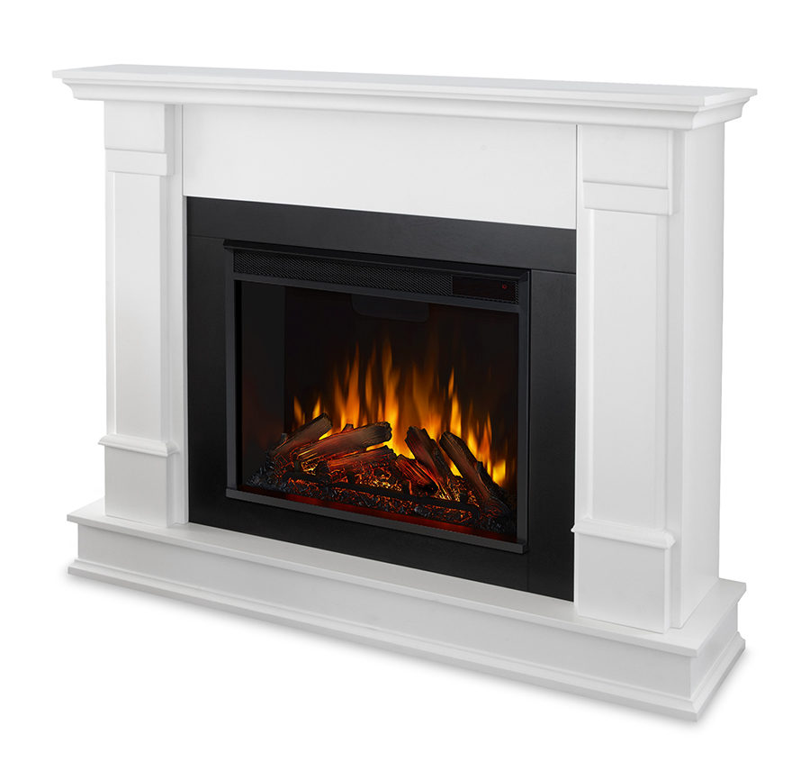 White Electric Fireplace Angle