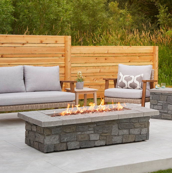66" Sedona Gray Rectangular Fire Table
